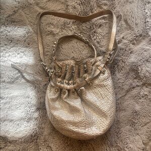 Alexander Wang Diego Silver Studded Women's Bucket Pebbled Leather Bag